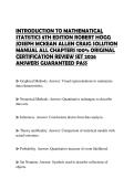 INTRODUCTION TO MATHEMATICAL STATISTICS 8TH EDITION ROBERT HOGG JOSEPH MCKEAN ALLEN CRAIG SOLUTION MANUAL ALL CHAPTERS 100&percnt; ORIGINAL CERTIFICATION REVIEW SET 2026 ANSWERS GUARANTEED PASS