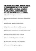 INTRODUCTION TO MECHANISM DESIGN WITH COMPUTER APPLICATIONS 1ST EDITION ERIC CONSTANS SOLUTION MANUAL FINAL STUDY GUIDE 2026 SOLVED QUESTIONS FULLY CORRECT