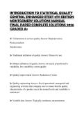 INTRODUCTION TO STATISTICAL QUALITY CONTROL ENHANCED ETEXT 8TH EDITION MONTGOMERY SOLUTIONS MANUAL FINAL PAPER COMPLETE SOLUTIONS 2026 GRADED A&plus;