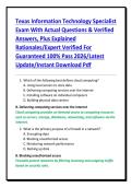 Texas Information Technology Specialist Exam With Actual Questions & Verified Answers&comma; Plus Explained Rationales&sol;Expert Verified For Guaranteed 100&percnt; Pass 2026&sol;Latest Update&sol;Instant Download Pdf