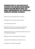 INTRODUCTION TO THE PRACTICE OF STATISTICS 10TH EDITION DAVID MOORE GEORGE MCCABE BRUCE CRAIG TEST BANK COMPREHENSIVE TEST PAPER 2026 COMPLETE ANSWERS ACCURATE