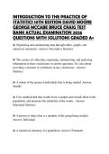 INTRODUCTION TO THE PRACTICE OF STATISTICS 10TH EDITION DAVID MOORE GEORGE MCCABE BRUCE CRAIG TEST BANK ACTUAL EXAMINATION 2026 QUESTIONS WITH SOLUTIONS GRADED A&plus;