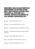 INVESTMENT ANALYSIS AND PORTFOLIO MANAGEMENT 12TH EDITION FRANK REILLY KEITH BROWN SANFORD LEEDS TEST BANK ALL CHAPTERS 100&percnt; ORIGINAL CERTIFICATION REVIEW SET 2026 ANSWERS GUARANTEED PASS
