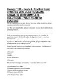 Biology 1108 - Exam 3 - Practice Exam UPDATED 2026 QUESTIONS AND ANSWERS WITH COMPLETE SOLUTIONS &ndash; YOUR ROAD TO SUCCESS