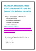 NYC Fiber Optic Technician Exam Questions  With Correct Answers &lpar;Verified Answers&rpar; Plus  Rationales 2026 Q&A &vert; Instant Download Pdf 
