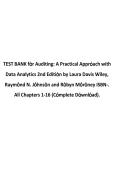 Test Bank for Auditing&colon; A Practical Approach with Data Analytics&comma; 2nd Edition by Laura Davis Wiley&comma; Raymond N&period; Johnson & Robyn Moroney &mdash; Complete Chapters 1&ndash;16 with Detailed Rationales &lpar;2026 Edition&comma; ISBN 9781119889112&rpar;