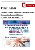 Test bank for Leadership Roles and Management Functions in Nursing&colon; Theory and Application Eleventh&comma; North American Edition