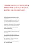COMMUNICATION AND DOCUMENTATION IN   NURSING EXAM LATEST UPDATE 2024&sol;2025   QUESTIONS AND ANSWERS GRADED A&plus;