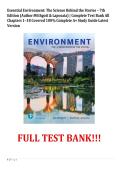 Essential Environment&colon; The Science Behind the Stories &ndash; 7th Edition &lpar;Author&colon;Withgott & Laposata&rpar; &vert; Complete Test Bank All Chapters 1&ndash;18 Covered 100&percnt; Complete A&plus; Study Guide Latest Version