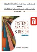 SOLUTION MANUAL For Systems Analysis and Design&comma; 10th Edition by Kendall Kenneth and Kendall Julie&comma; Verified Chapters 1 - 16&comma; Complete Newest Version