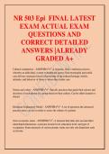 NR 503 Epi FINAL LATEST  EXAM ACTUAL EXAM  QUESTIONS AND  CORRECT DETAILED  ANSWERS &vert;ALREADY  GRADED A&plus;