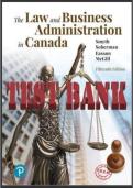 TEST BANK for Law and Business Administration in Canada&comma; 5th Edition by J E&period; Smyth and Dan Soberman all chapters 1-32