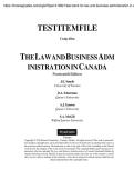 TEST BANK for Law and Business Administration in Canada&comma; 15th Edition by J E&period; Smyth and Dan Soberman all chapters 1-32
