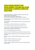 HOSA HUMAN GROWTH AND DEVELOPMENT VOCABULARY EXAM QUESTIONS & VERIFIED COMPLETE SOLUTIONS