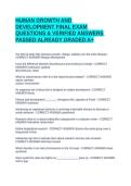 HUMAN GROWTH AND DEVELOPMENT FINAL EXAM QUESTIONS & VERIFIED ANSWERS PASSED ALREADY GRADED A&plus;