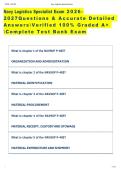 Navy Logistics Specialist Exam 2026 2027Questions & Accurate Detailed  AnswersVerified 100&percnt; Graded A&plus;  Complete Test Bank Exam