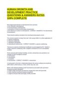 HUMAN GROWTH AND DEVELOPMENT PRACTICE QUESTIONS & ANSWERS RATED 100&percnt; COMPLETE
