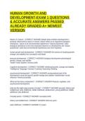 HUMAN GROWTH AND DEVELOPMENT-EXAM 1 QUESTIONS & ACCURATE ANSWERS PASSED ALREADY GRADED A&plus; NEWEST VERSION
