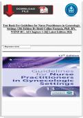 Get the complete Test Bank for Guidelines for Nurse Practitioners in Gynecologic Settings 13th Edition Hawkins&comma; Roberto-Nichols&comma; Stanley-Haney&period; &lpar;All Chapters&rpar;&period;