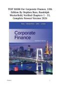 TEST BANK For Corporate Finance&comma; 13th Edition By Stephen Ross&comma; Randolph Westerfield&comma; Verified Chapters 1 - 31&comma; Complete Newest Version