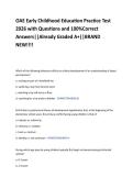 OAE Early Childhood Education Practice Test  2026 with Questions and 100&percnt;Correct  Answers&vert;&vert;Already Graded A&plus;&vert;&vert;BRAND  NEW&excl;&excl;&excl;&excl;