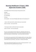 Nursing Healthcare 2 Exam 1 With Approved Answers 2026