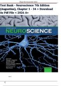 Test Bank - Neuroscience 7th Edition &lpar;Augustine&rpar;&comma; Chapter 1 - 34 NEWEST EDITION 2026  Download as Pdf File
