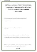 DENTAL LAWS AND INFECTION CONTROL  FOR NORTH CAROLINA DENTAL BOARD  EXAM QUESTIONS WITH VERIFIED  SOLUIONS