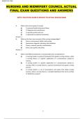 NURSING AND MIDWIFERY COUNCIL ACTUAL   FINAL EXAM QUESTIONS AND ANSWERS 