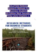 Solution Manual for Research Methods for Business Students&comma; 8th Edition by Mark Saunders &mdash; Complete Chapter Solutions &lpar;2026 Edition&comma; ISBN 9781292208780&rpar;