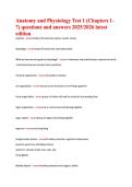 Anatomy and Physiology Test 1 Exam Questions and Answers