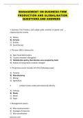 MANAGEMENT ON BUSINESS FIRM   PRODUCTION AND GLOBALISATION   QUESTIONS AND ANSWERS