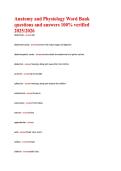 Anatomy and Physiology Word Bank Questions and Answers 2026