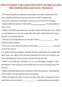 NUR 2214 Module 1 Quiz &ndash; Nursing Care of the Older Adult &lpar;Rasmussen&rpar; 2026&sol;2027 Questions and Correct Answers