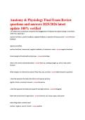 Anatomy and Physiology Final Exam Review 2026