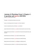 Anatomy and Physiology Exam 1 Questions and Answers 2025 2026