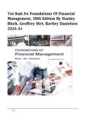 TEST BANK For Foundations of Financial Management&comma; 18th Edition by Stanley Block&comma; Geoffrey Hirt&comma; Bartley Danielsen&vert; Verified Chapter's 1 - 21 &vert; Complete Newest Version