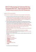 NUR 2474 Pharmacology for Professional Nursing &ndash; Final Exam Blueprint &lpar;Rasmussen&rpar; 2026&sol;2027 Questions with Verified Answers