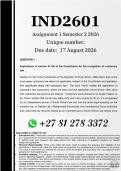 IND2601 Assignment 1 &lpar;COMPLETE ANSWERS&rpar; Semester 2 2026 - DUE 17 August 2026