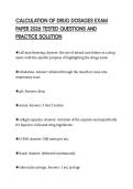 CALCULATION OF DRUG DOSAGES EXAM PAPER 2026 TESTED QUESTIONS AND PRACTICE SOLUTION