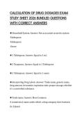CALCULATION OF DRUG DOSAGES EXAM STUDY SHEET 2026 BUNDLED QUESTIONS WITH CORRECT ANSWERS