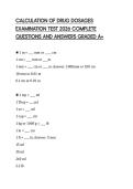 CALCULATION OF DRUG DOSAGES EXAMINATION TEST 2026 COMPLETE QUESTIONS AND ANSWERS GRADED A&plus;
