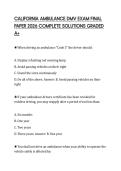 CALIFORNIA AMBULANCE DMV EXAM FINAL PAPER 2026 COMPLETE SOLUTIONS GRADED A&plus;