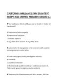 CALIFORNIA AMBULANCE DMV EXAM TEST SCRIPT 2026 VERIFIED ANSWERS GRADED A&plus;