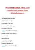 Millwright Rigging & Lifting Exam Questions with Correct Answers Pass the Exam&comma; 100&percnt; Verified &lpar;2026 &sol; 2027&rpar; Graded A&plus;
