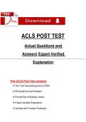 ACLṠ POṠT TEṠT  Actual Queṡtionṡ and  Anṡwerṡ Expert-Verified  Explanation 