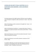 HOMELAND SECURITY FINAL CHAPTERS 10-12 &vert; QUESTIONS AND ANSWERS &vert; WITH COMPLETE SOLUTION
