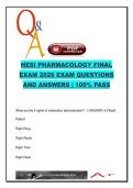HESI Pharmacology Final Exam 2026 &ndash; 100&plus; Verified Q&As with Drug Actions&comma; Side Effects&comma; Antidotes&comma; Insulin Types&comma; and Administration Protocols