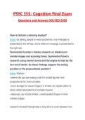 PSYC 355- Cognition Final Exam Questions with Correct Answers Pass the Exam&comma; 100&percnt; Verified &lpar;2026 &sol; 2027&rpar; Graded A&plus;
