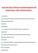 PSYCH 100 EXAM 4 PSU Questions with Correct Answers Pass the Exam&comma; 100&percnt; Verified &lpar;2026 &sol; 2027&rpar; Graded A&plus;